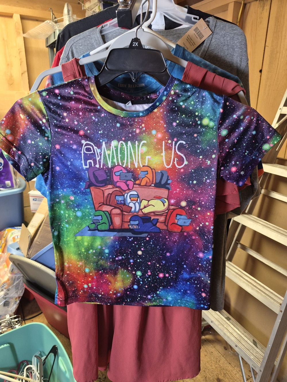 Among Us Galaxy Print Kids Tee - Multicolor Bin 63